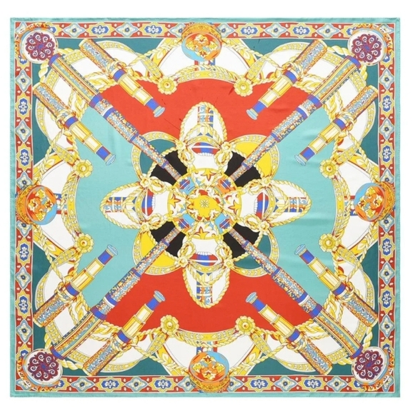 Luxury 100% Silk Colorful Gold Telescope Chapeau Scarf Wrap - Picture 14 of 14